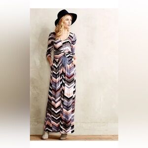 Maeve Anthropologie Novela Chevron Maxi Dress S